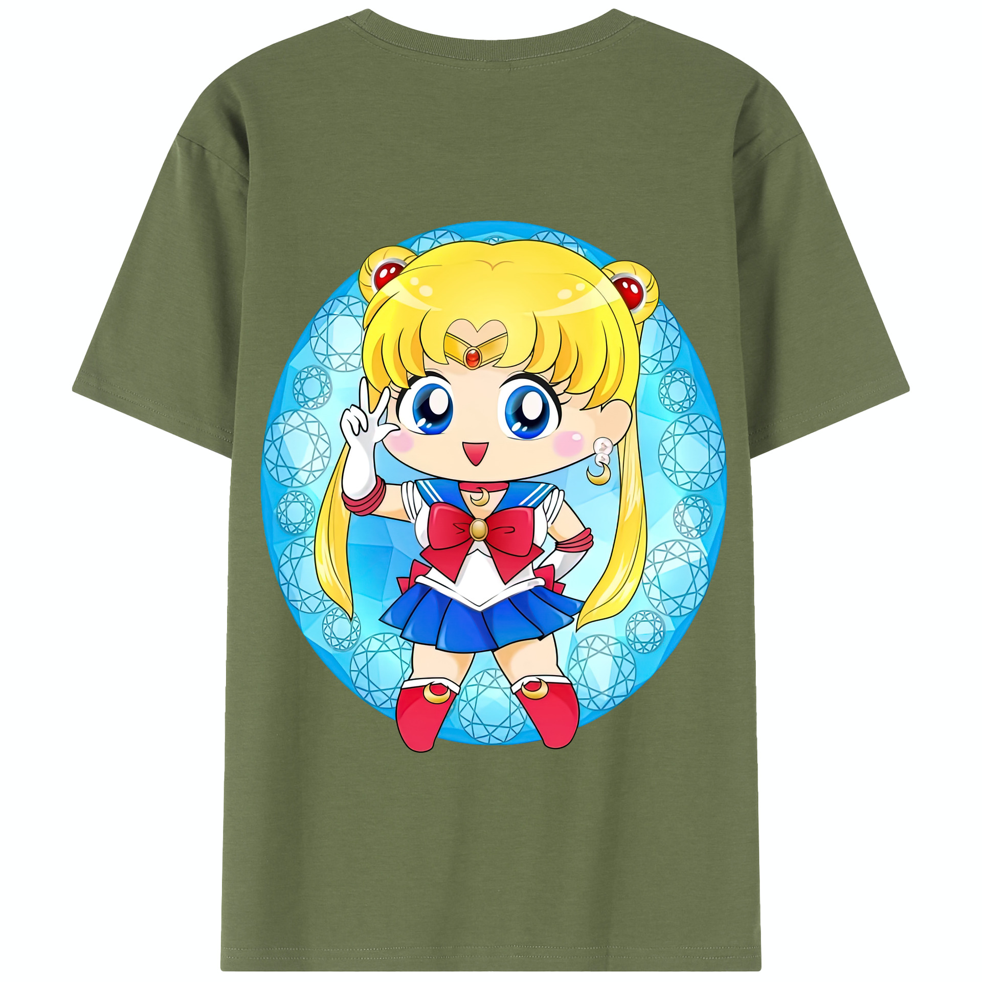 （画像用） 美少女戦士セーラームーン 月野 うさぎ つきの うさぎ Sailor Moon Tsukino Usagi 綿100％半袖Tシャツ（背面プリント）